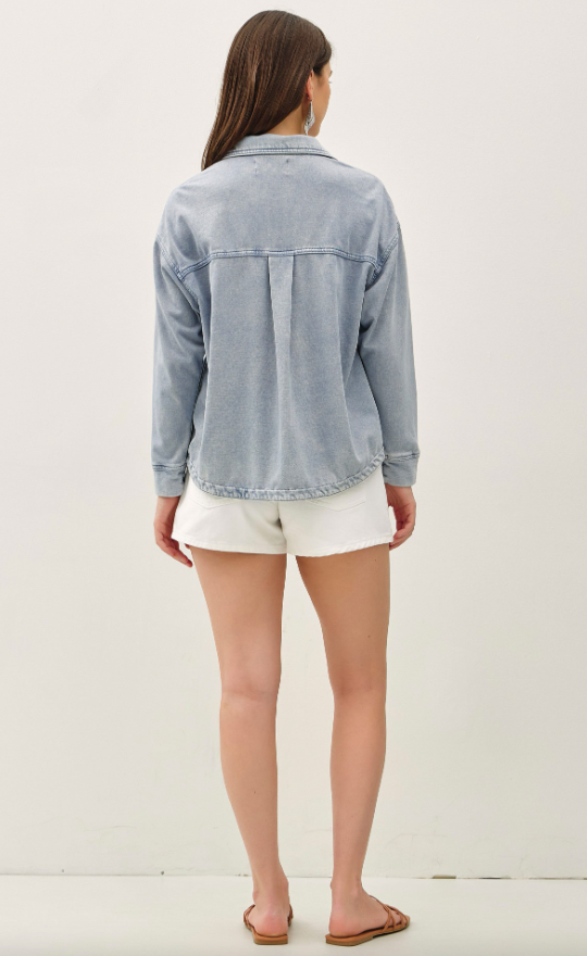 Neriah Knit Denim Crop Shacket