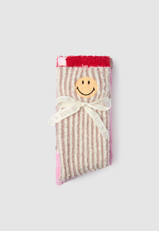 Barefoot Dreams CozyChic Smiley Ribbed Sock Set