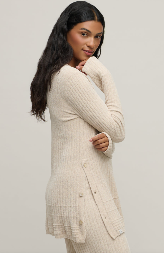 Barefoot Dreams CozyChic Ultra Lite Textured Rib Pullover with Buttons