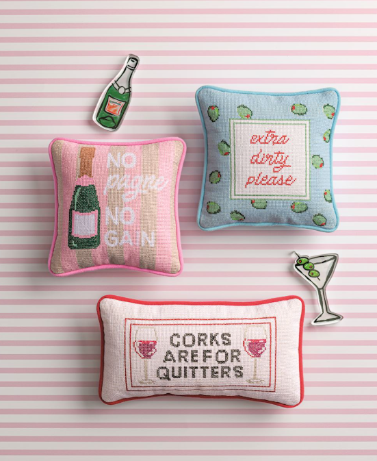 Happy Hour Mini Needlepoint Pillow