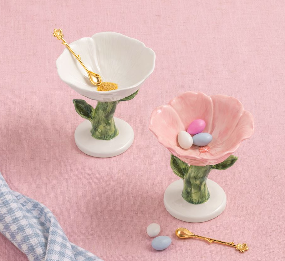Flower Pedestal Dish & Spoon Set