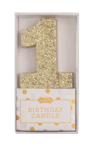 Gold Glitter Number Birthday Candle