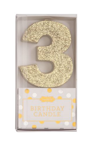 Gold Glitter Number Birthday Candle