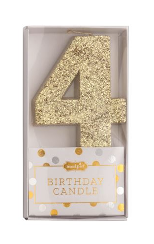 Gold Glitter Number Birthday Candle