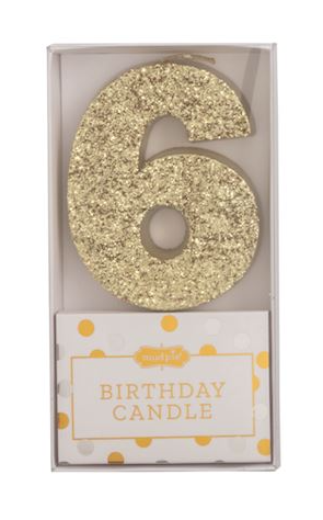 Gold Glitter Number Birthday Candle