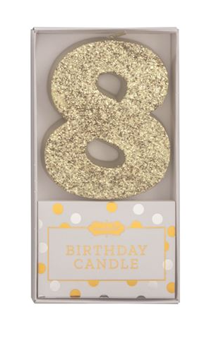 Gold Glitter Number Birthday Candle