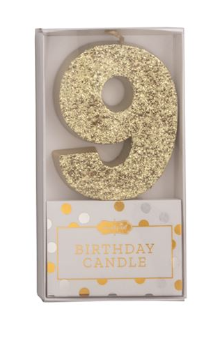 Gold Glitter Number Birthday Candle