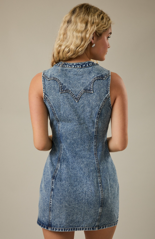 Dayana Stitch Detail Denim Dress