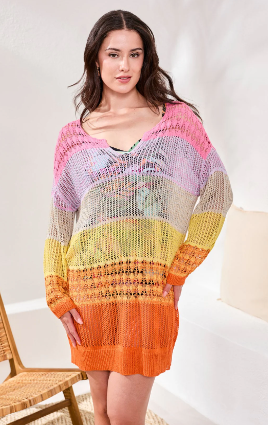 Tribal Ombré Stripe Cover-up Dress