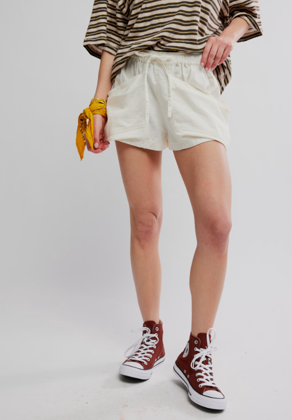 Free People Good Fortune Solid Cotton-Linen Shorts