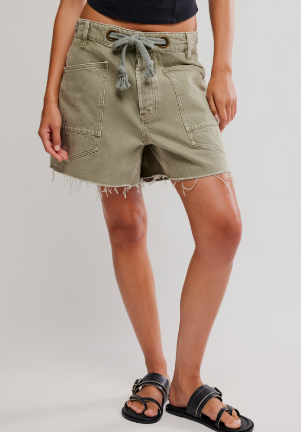 Free People Moxie Barrel Shorts - Fern