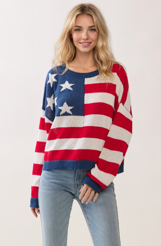 American Flag Lightweight Sweater