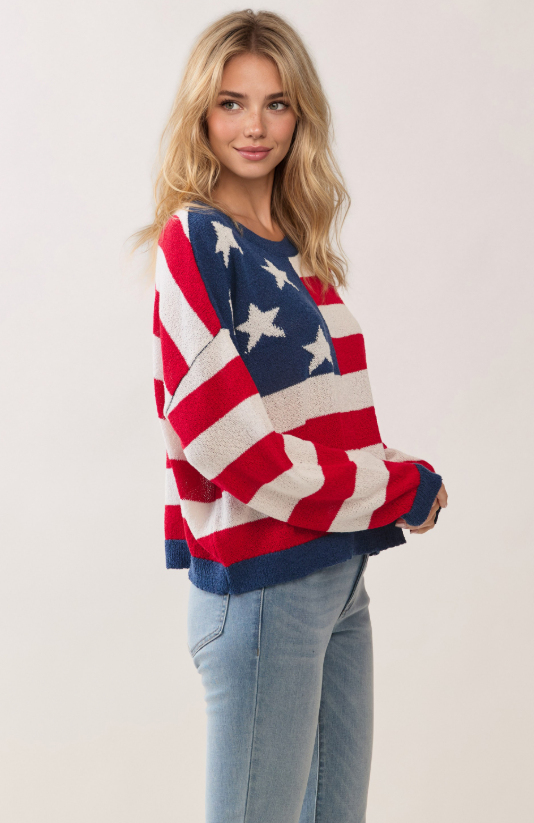 American Flag Lightweight Sweater