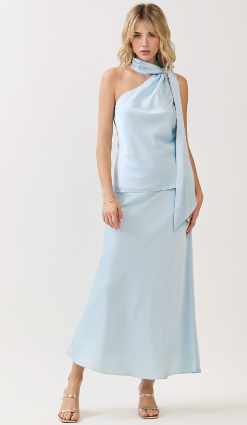 Angela Scarf Tie Satin Top