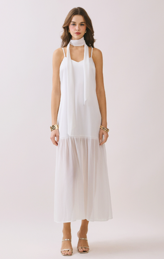 Alia Chiffon Scarf Accent Maxi Dress