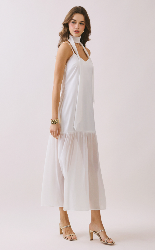 Alia Chiffon Scarf Accent Maxi Dress