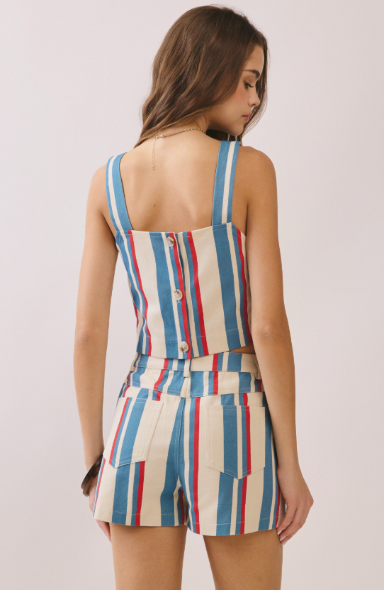 Alma Striped Crop Tank Top
