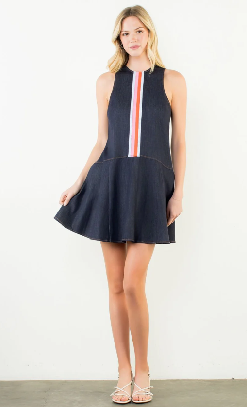 Hartley Stripe Front Denim Mini Dress