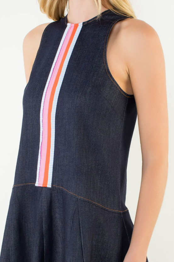 Hartley Stripe Front Denim Mini Dress
