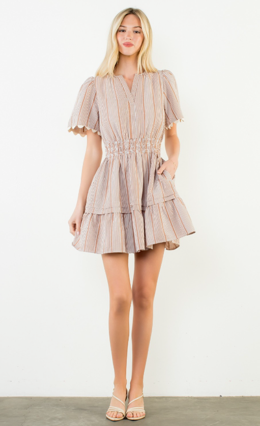 Ensley Short Sleeve Striped V-neck Dress