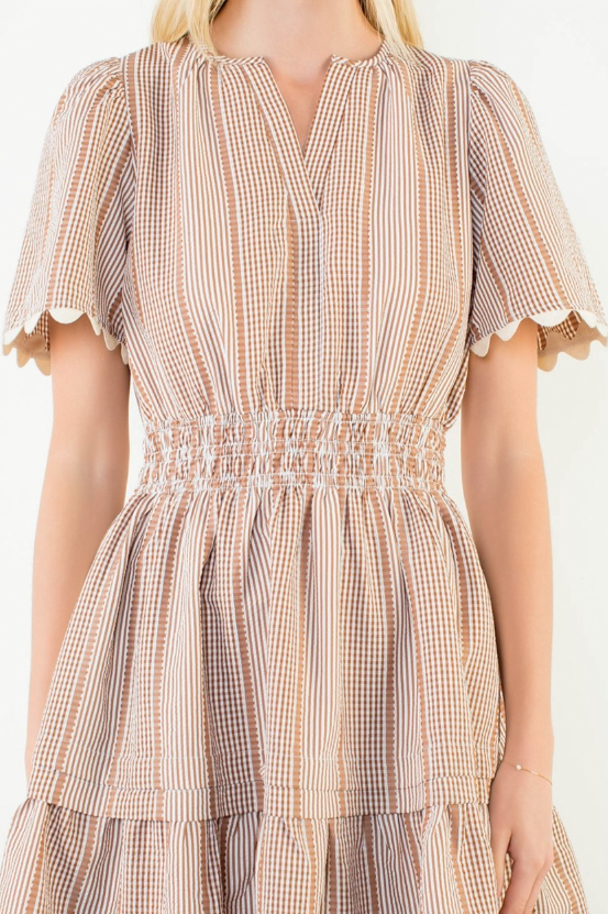 Ensley Short Sleeve Striped V-neck Dress