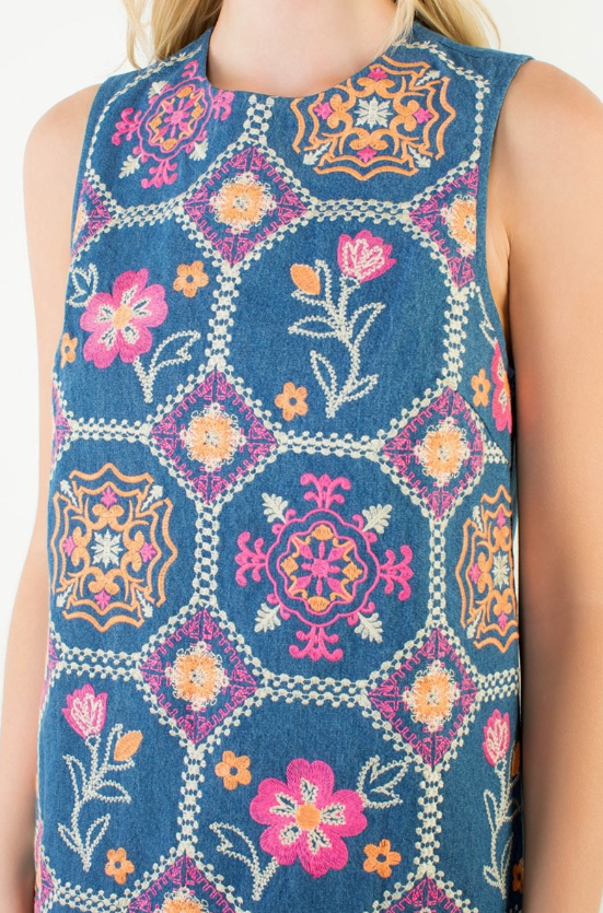Lakeland Denim Embroidery Detail Dress