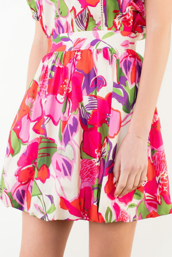 Holloway Bubble Hem Floral Skirt