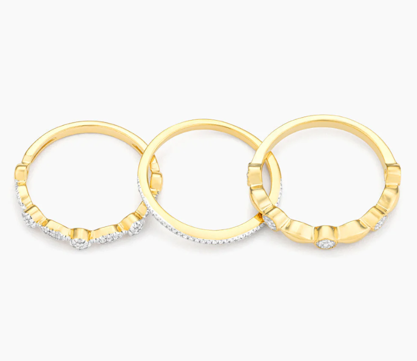 Ella Stein Shiny Three Stackable Ring Set