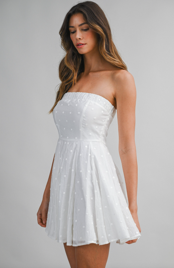 Estelle Dot Strapless Flare Mini Dress
