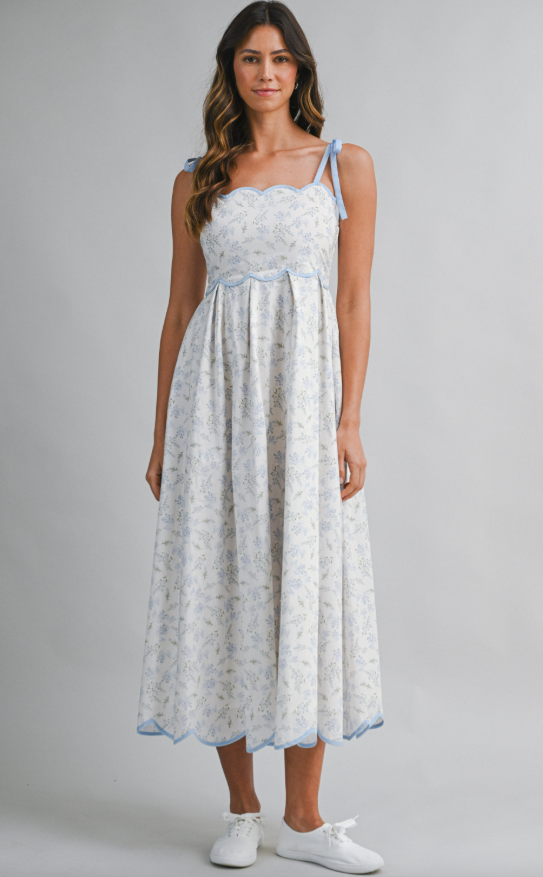 Alisson Floral Scallop Hem Midi Dress