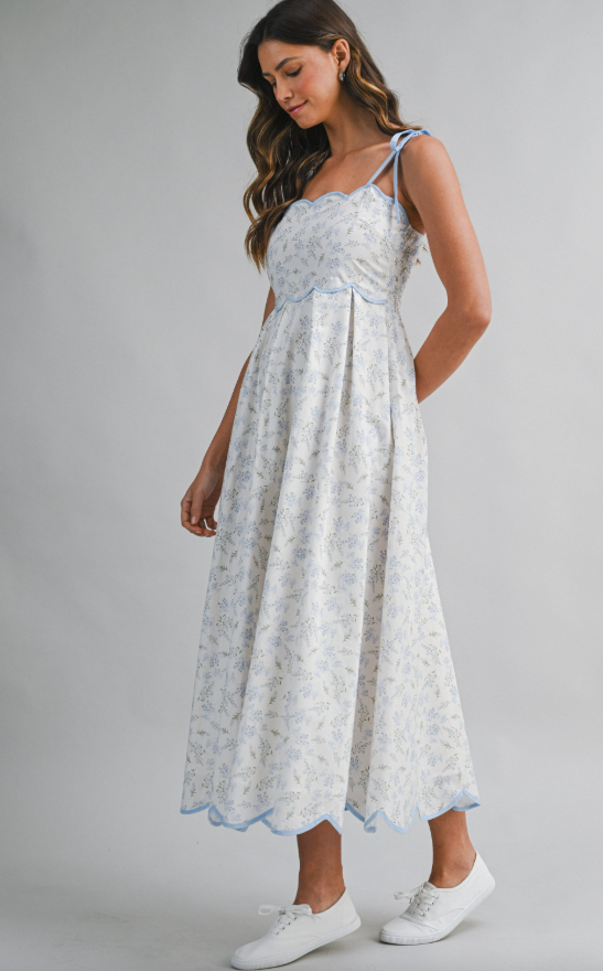 Alisson Floral Scallop Hem Midi Dress