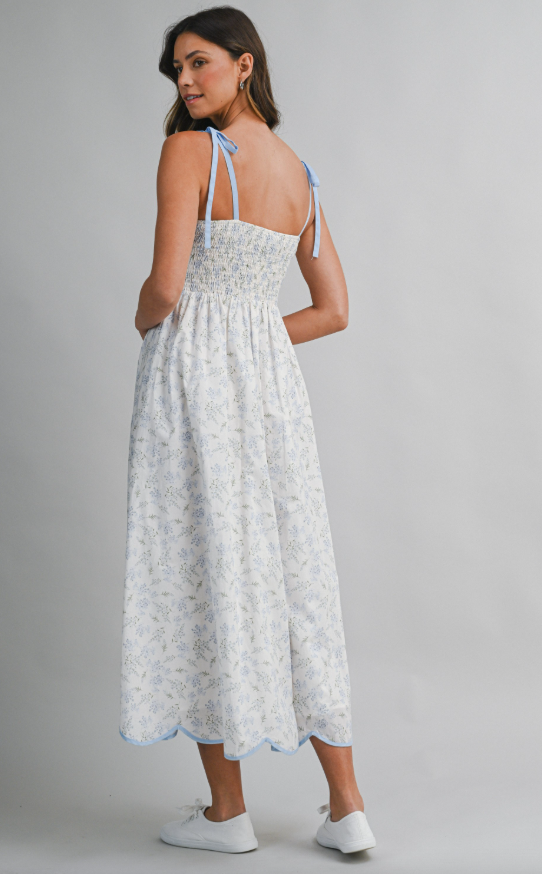 Alisson Floral Scallop Hem Midi Dress