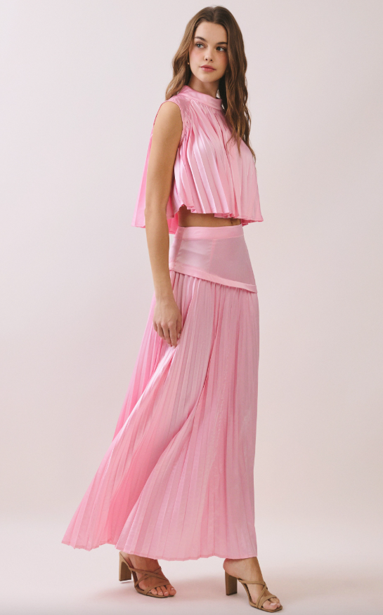 Kayla Pleated High Neck Crop Top