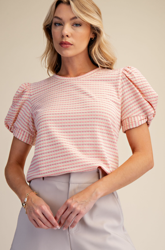 Hunter Puff Sleeve Stripe Top