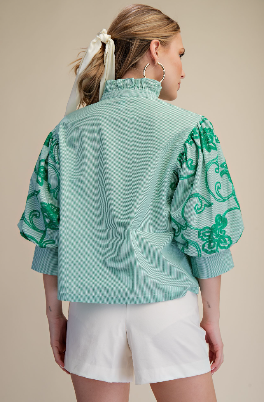 Ellwyn Embroidered Puff Sleeve Blouse