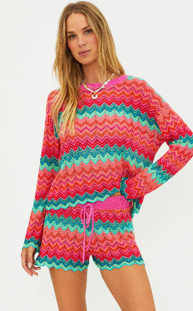 Beach Riot Beach Sweater - Strawberry Ice Chevron
