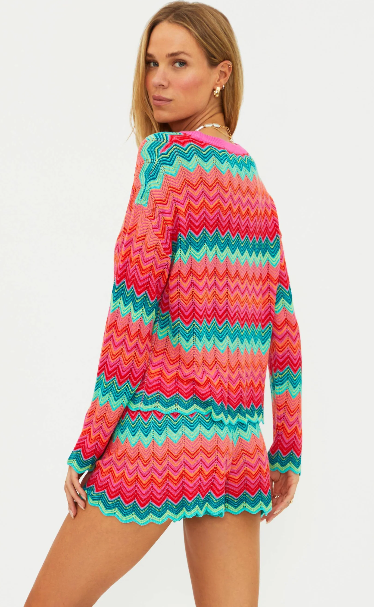 Beach Riot Beach Sweater - Strawberry Ice Chevron