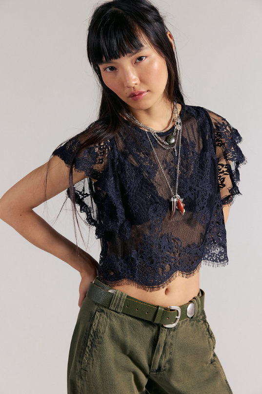 Free People Lunar Ash Lace Top