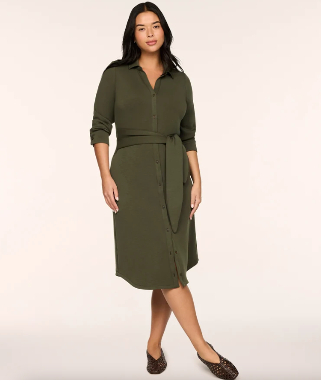 SPANX Tie Front Shirt Dress - Monstera