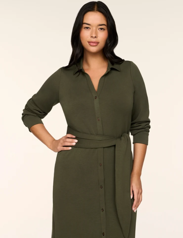 SPANX Tie Front Shirt Dress - Monstera