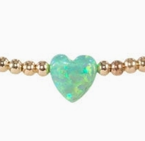 Opal Heart Station Stretch Bracelet