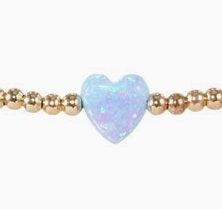 Opal Heart Station Stretch Bracelet