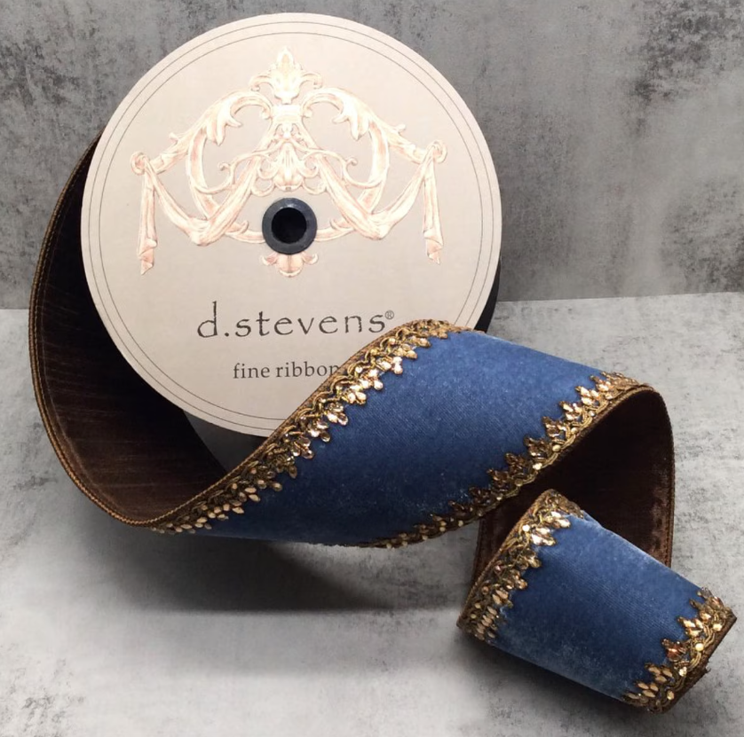 10yds Holiday Ribbon - Velvet Countessa Trim