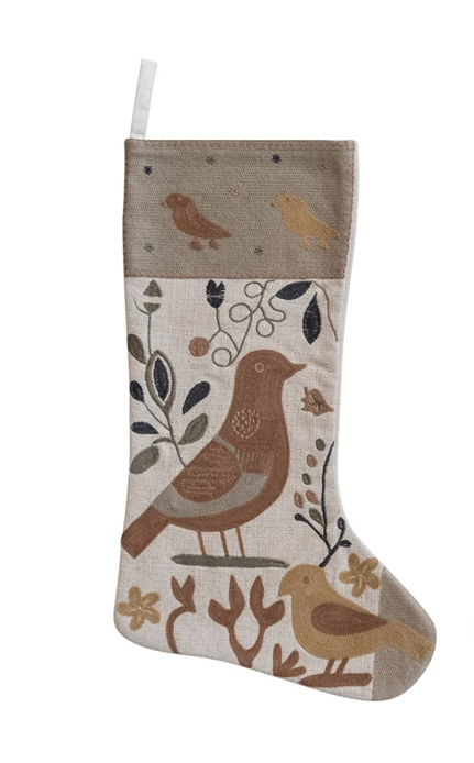Nordic Woodland Embroidered Stocking