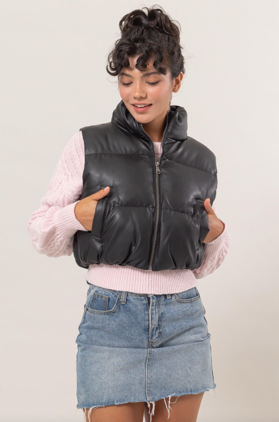 Dylan Vegan Leather Puffer Vest - Final Sale 30% off in cart