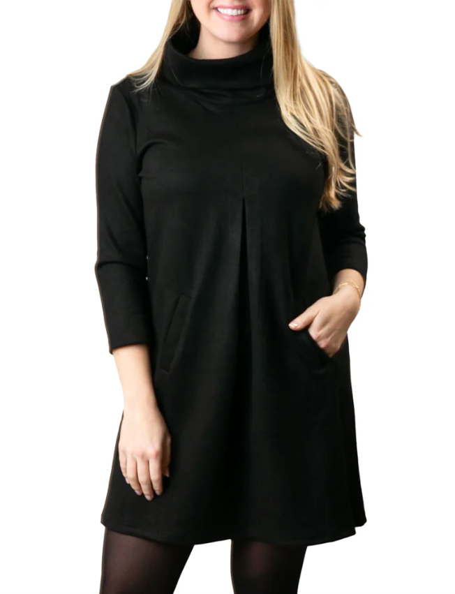 Hilary Suede 3/4 Sleeve Shift Dress