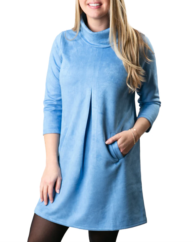 Hilary Suede 3/4 Sleeve Shift Dress