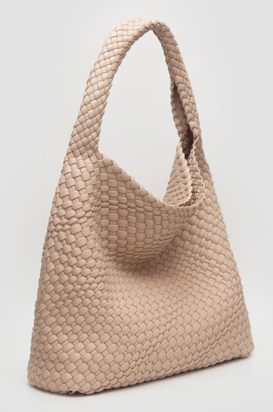 Tiara Woven Hobo Tote Bag With Pouch
