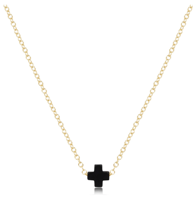 E Newton 16" Necklace Gold - Signature Cross Small Gold