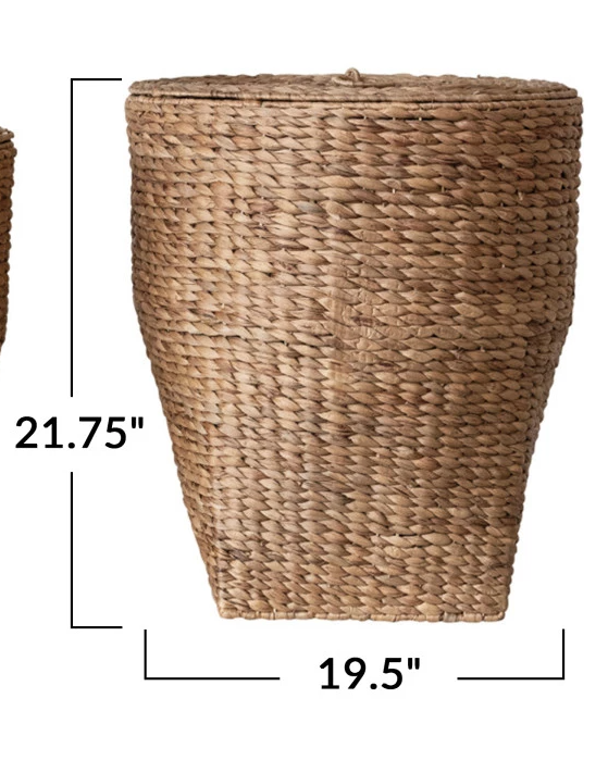 Water Hyacinth Laundry Basket w/ Lid